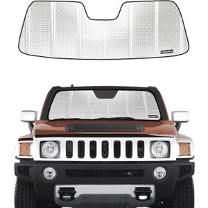 Windshield Sun Shade for 2006-2009 Hummer H3. Front Window Sunshade with Storage Bag (Classic Shiny Silver)