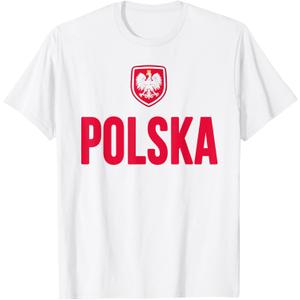 Poland T-Shirt Polska Polish Flag Souvenir Gift Love T-Shirt (White, L)