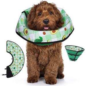 Soft Dog Cone Collar After Surgery: Foldable Long Comfortable Comfy Fabric Recovery Shame Elizabethan Stop Licking Small Medium Large Dogs (Green, L)