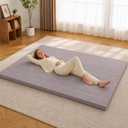 Mollydot Japanese Floor Mattress Futon Mattress Full Size, 2.5" Thick Tatami Sleeping Mat, 100% Cotton Washable Cover, Foldable Roll Up Portable Floor Bed for Guest Room Dormitory, Full(75"l X 54"w X 2.5"th), Grey