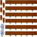 Corten Steel Landscape-40 LX 6" H Metal Garden Edging 20FT Total Rusted Lawn Edging 6 Pcs-No-Dig Hammer Heavy Duty Steel Edging-Bendable Border Strips for Lawn Yard Courtyard Pathway-6 Clips