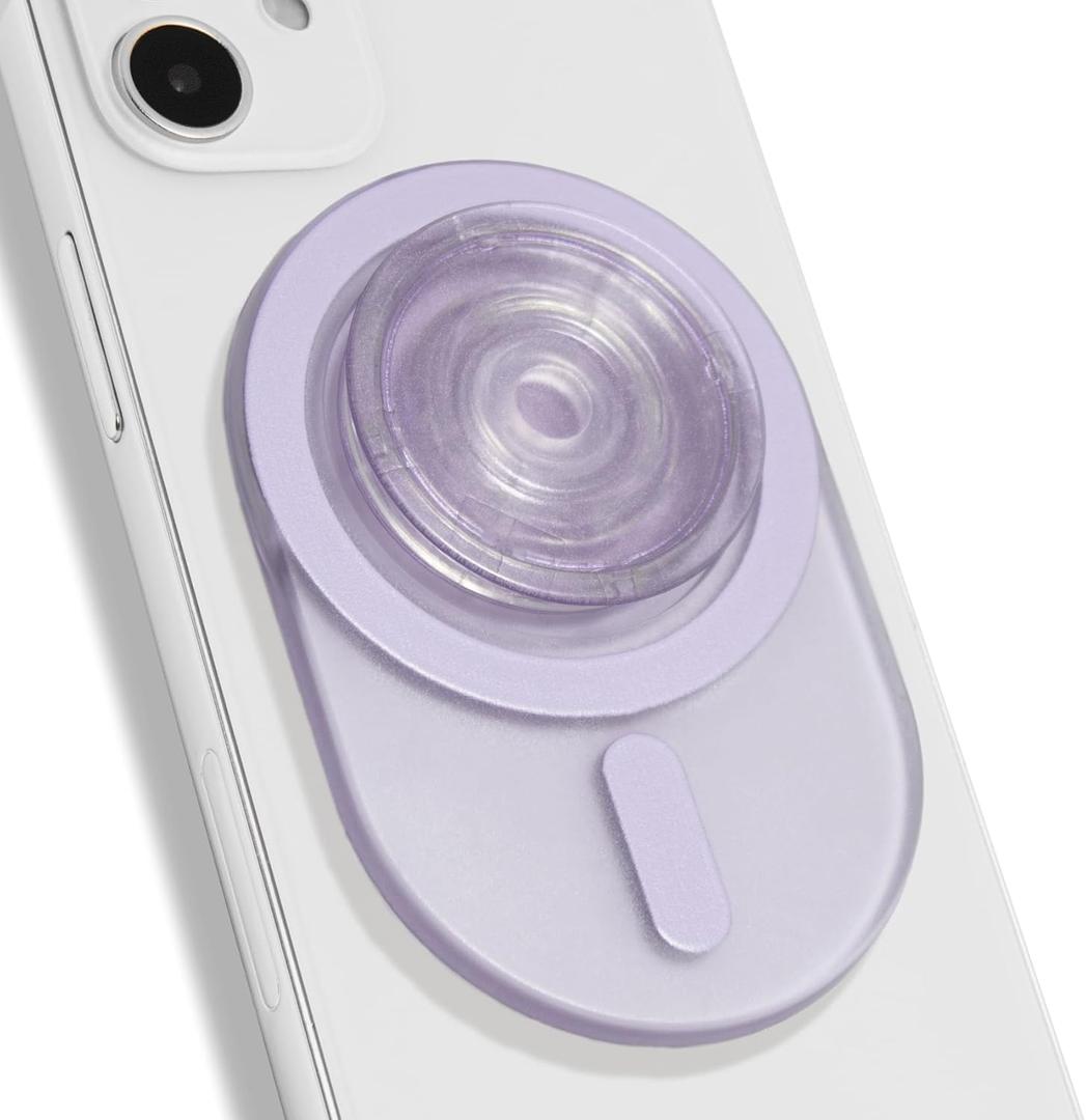 Oval Magnetic Phone Grip  MagSafe Compatible, Translucent Design, Slim and Lightweight, Grip and Stand for iPhone (Violet)