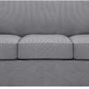 H.VERSAILTEX 4 Piece Stretch Sofa Covers for 3 Cushion Couch Covers for Living Room Furniture Slipcovers (Base Cover Plus 3 Seat Cushion Covers) Upgraded Thicker Jacquard Fabric (Sofa, Dove) (Large)