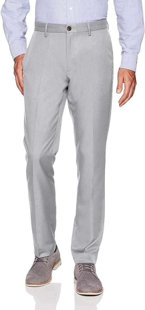 Amazon Essentials Men's Slim-Fit Flat-Front Dress Pant (33W x 30L, Light Grey)