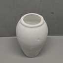 Handcrafted Terracotta Flower Vase, 9.6" Tall, Vintage White Ceramic, Rustic Antique Decor, Wide Mouth, Matte Finish for Home Office Resto Cafe