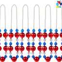 JOYIN 6 Pcs 4th of July Jumbo Bead Necklaces, 44'' Red Blue Silver Necklaces Beads for Independence Day Parade Decorations Patriotic Party Favors Supplies, Costume Outfit Accessories