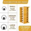 7-Tier Bamboo Tumbler Lid Organizer for kitchen Cabinet - Water bottle lid Organizer for cabinet - Vertical Coffee Lid Storage Organization - Tumbler Lid Storage Rack