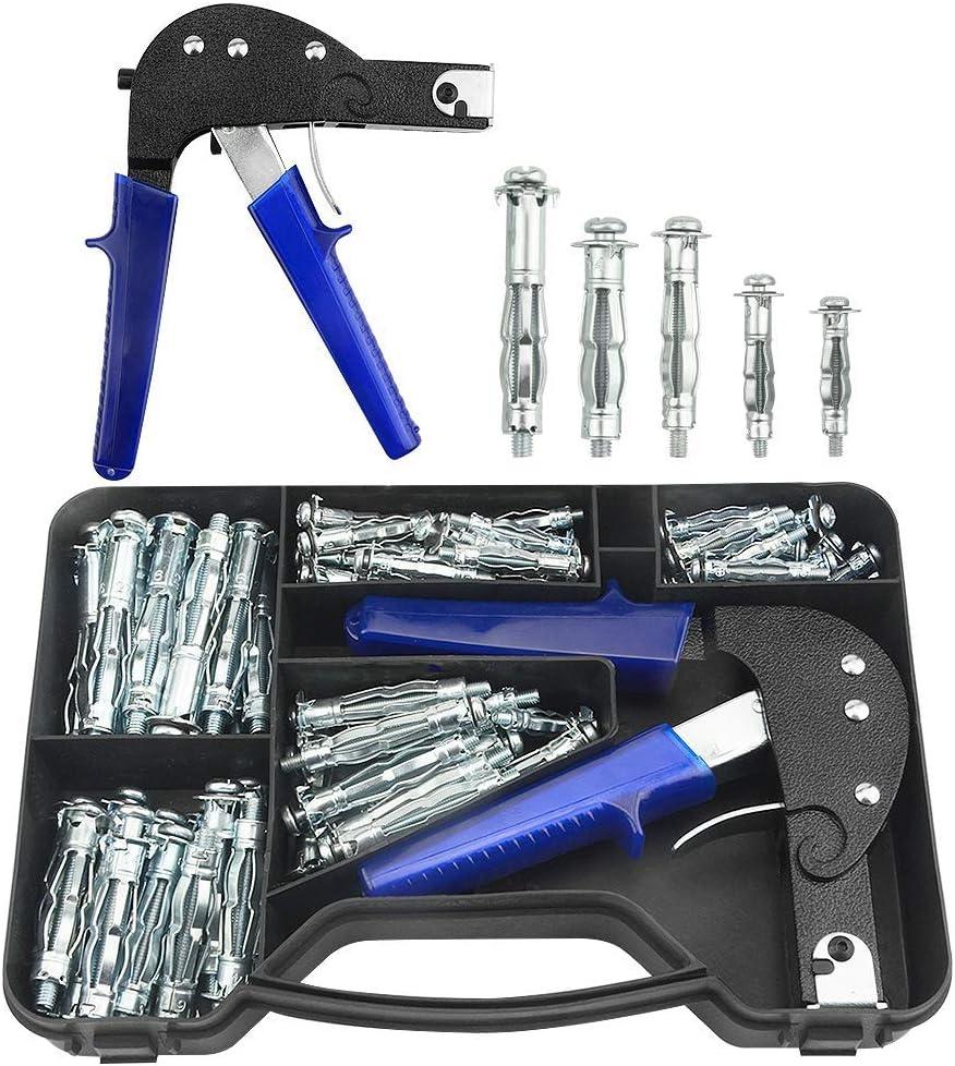 TOVOT 77PCS Wall Anchor Setting Tool Heavy Duty Hollow Wall Anchor Tool with 5 Sizes Molly Bolts Hollow Drive Wall Anchor Screw Kit (M4 M5 M6)