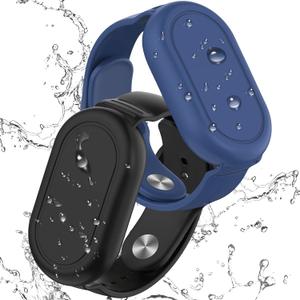 for Samsung Smart Tag 2 Bracelet for Kids, 2 Pack Waterproof Hidden Wristband for Galaxy SmartTag2 for Toddlers, Children, Elderly, Backpack, Luggage (Black/Blue)