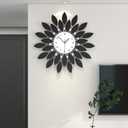 FLEBLE Large Wall Clocks for Living Room Decor Modern Wall Clock Decorative Silent Non-Ticking 24 Inch Round Black Metal Crystals Clock for Office, Home, Bathroom, Kitchen, Bedroom or Entryway