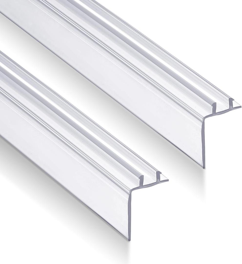 Frienda 2 Pack 32.5 Inch Two-pronged Shower Vinyl Sweep and Seal Top or Bottom Seal Accent Drip Vinyl Universal Use for Top or Bottom for Home or RV Showers(Straight Edge)