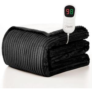 Homemate Heated Blanket Electric Throw - 50"x60" Heating Blanket Throw 1/2/4/6/8 Hours Auto-Off 10 Heat Levels Over-Heat Protection Soft Flannel Sherpa ETL Certification