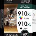 910 XL Ink Compatible with HP 910XL Ink Cartridges Combo Pack, 910XL Ink Cartridges for OfficeJet Pro 8010 8020 Series, Pro 8020, 8030 Series Printer 3JB41AN 4-Pack (BK/C/M/Y, 4 Pack)