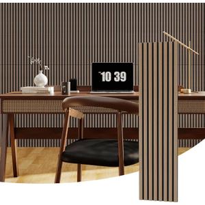 2-Pack 3D Fluted Wood Slat Acoustic Panels 47.2" x 11.8"(Total 7.7 Ft) - Stylish Soundproof Wall Panels for Noise Reduction & Sound Absorption, Home Theater, Office, Studio, and Interior Wall Decor, 47.2" X 11.8" X 0.9"