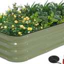 3-in-1 Modular Raised Garden Bed Kit - Adjustable Sizes (4x2x1ft, 3x3x1ft, 5x1x1ft) - Heavy-Duty Galvanized Steel Planter Box with Bracing Rods & Gloves for Vegetables, Fruits, Flowers (Green)