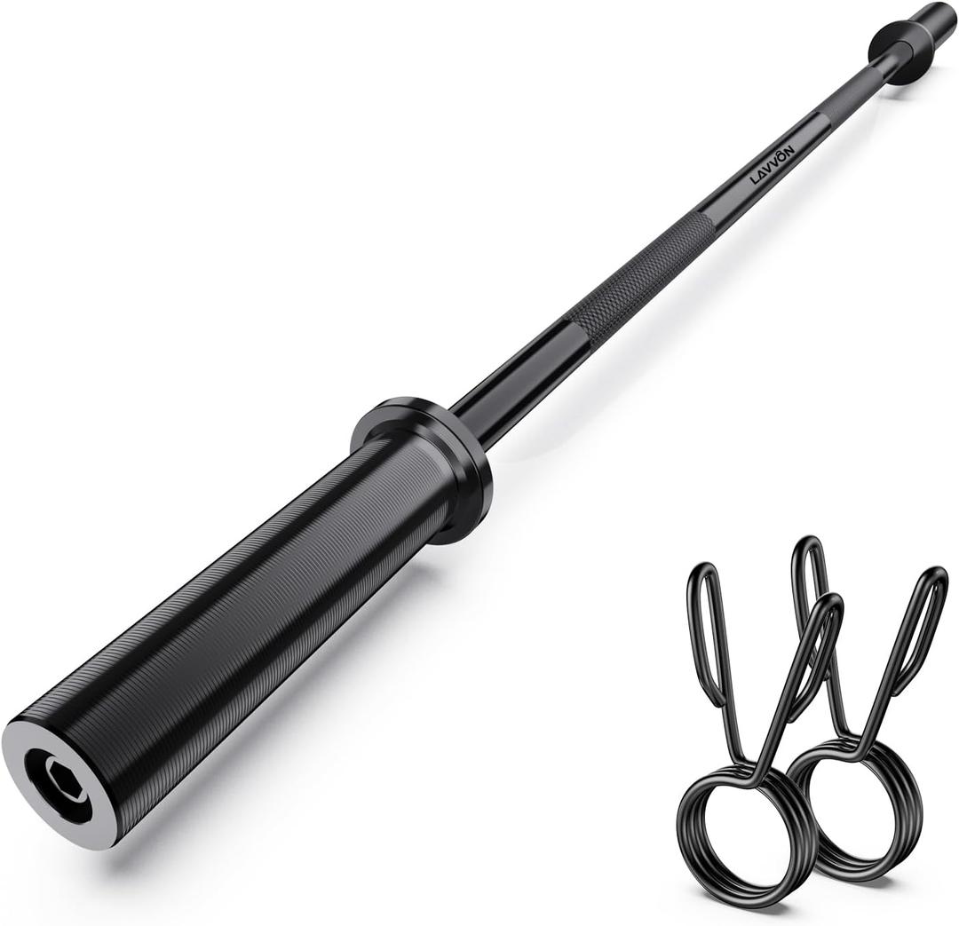 56" Olympic Barbell Bar, 2" Standard Straight Barbell Bars for Weight Lifting Bar for Bench Press/Squats/Hip Thrusts/Lunges/Biceps- Home Gym Weight Bar- 2 Spring Collars(500lb Weight Capacity) (Black)