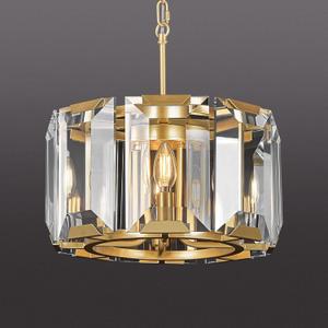 Gold Modern Crystal Chandeliers Round Farmhouse Pendant Light Semi Flush Mount Ceiling Light Fixture for Bedroom Dining Room Kitchen Island Living Room Foyer Hallway(4-Light)