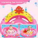 Baby Pool Float with Canopy, Inflatable Baby Swim Float with UPF50+ Sun Protection, Toddler Infant Pool Float with Toy Play Console Adjustable Safety Seat for Kids Girls Boys Aged 6-36 Months, Pink