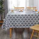 Heavy Duty Vinyl Tablecloth with Flannel Backing Waterproof Oil-Proof Plastic Table Cloth Stain-Resistant Wipeable Rectangle or Square Table Cover for Indoor and Outdoor (Quatrefoil,52x70 Inch)