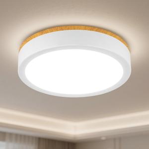 11" Flush Mount Ceiling Light, Minimalist Modern Wood Paint LED Ceiling Light with 5CCT 2700K-5000K, Dimmable LED Light Fixtures Ceiling Mount for Kitchen Bathroom Bedroom Hallway
