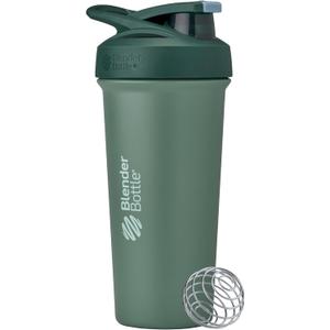 BlenderBottle Strada Sleek Shaker Cup Insulated Stainless Steel Water Bottle with Wire Whisk, 25-Ounce, (Green) Seaglass