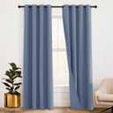 RYB HOME Thermal Curtains Soundproof - 3-in-1 Drapes Noise Barrier - 100% Blackout - Energy Efficient Window Curtains for Bedroom Nursery Home Theatre, 52 x 84 inch Long, Stone Blue, 2 Pcs