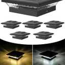 T-SUN Solar Post Cap Lights 6 Pack for 4x4 Vinyl/Wooden Posts, Waterproof Outdoor Warm & Cool White3000K/6000K Solar Powered Deck/Garden/Patio Lighting