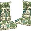 LVTXIII 2 Pack Outdoor Rocking Chair Cushion Set, Patio Fade and Water Resistant Tufted Seat Cushions with Ties for Rocking Chairs Use, 38x17x3, Tropical Paradise
