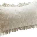 Ruffles Pillow Covers Body Pillow Cover Embroidered Pillow Boho Chic Decor White Ruffle Pillow Shams for Dormitory Bedroom Student Pure Color (48x74cm/18.9x29.1in)