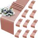 MILVOWOC 10 Pack Rose Gold Satin Table Runners, 12 x 108 Inch Bright Satin Silk Table Runner Smooth Fabric Decorative Table Runner for Wedding Banquet Party Birthday Graduation