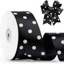 Polka Dot Grosgrain Ribbon 1.5 Inch, 25 Yards Spool Black and White Dot Craft Ribbon for Christmas Gift Wrapping DIY Crafts Hair Bows Wedding Party Decor Sewing and Home Decoration