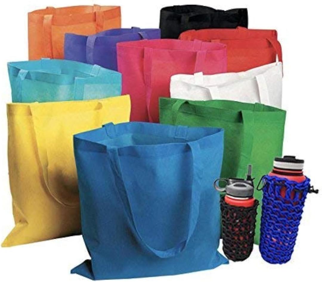 Bulk 50 Reusable Tote Bags 15x16 Inches - Large Grocery Shopping Bags, Multi Color Assortment, Perfect for Events, Conventions, Gifts & Trade Shows