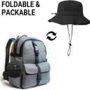NPQQUAN Waterproof Quick Dry Bucket Hats for Woman Men Packable Foldable Rain Sun Hat Lightweight Hiking Hat ((Pure Black))