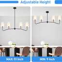 47" Modern Linear Chandelier, 4-Light Black Pendant Light with Fabric Shades, Adjustable Height Ceiling Light Fixture for Kitchen Island, Dining Room, Living Room, Bedroom, ETL Listed