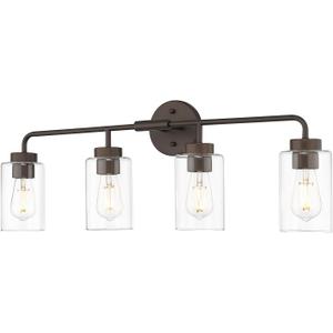 zeyu Oil Rubbed Bronze Bathroom Vanity Light, 4-Lights Bathroom Light Fixtures Over Mirror with Clear Glass Shade, 30.6 Inch Wall Sconce Lighting Bath, ZS62B-4W ORB