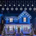 Christmas Snowflake Icicle Lights - 13ft 192LED Snowflake Drops, 12 Modes and Timer, IP65 Waterproof Connectable Christmas Lights for House Eave Window Indoor Outdoor, White