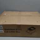 Enclosed Stainless Steel Litter Box, Large Metal Litter Box with Lid, Front & Top Entry, Odor Control & Dog Proof, Scratch-Resistant, Easy Clean (White) (For Medium/Large Cats (23.8 x16.1"), Large Dark Gray)