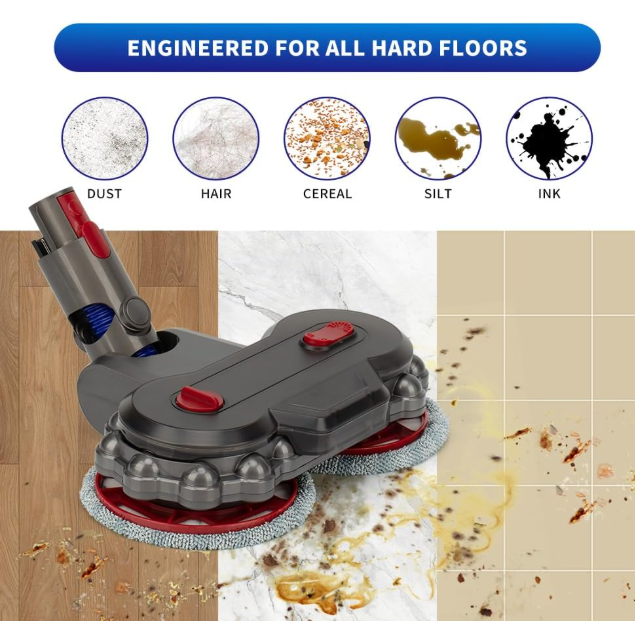 Wet Mop Head Attachment for Dyson v15 v7 v8 v10 v11, Hardwood Floor Mopping Cleaning for sv10 sv11 sv12 sv14 Vacuum Attachments with 6 Pads 【2026 New】 v10 Slim, v12 and sv18 NOT Compatible