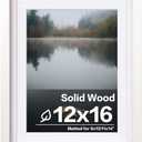 Egofine 12x16 Picture Frame White Covered by Plexiglass Made of Solid Wood, Display Pictures 9x12 and 11x14 with Mat or 12x16 Without Mat for Wall Mounting