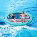 Sunchill Float Ring with 6 Cup Holders, Inflatable Water Hammock Heavy Duty Lake Floats for Adults Party, Round Floating Island Lounge Platform Raft for Tanning Pool River