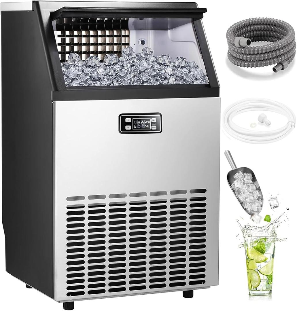 Commercial Ice Maker,2025 Upgraded-101lbs/24H Stainless Steel Ice Machine with 33lbs Storage Capacity, Auto Self-Cleaning, LED Digital Display, 45 Ice Cubes in 12 Mins,Home/Bar/Restaurant Commercial Ice Maker,2025 Upgraded-101lbs/24H Stainless Steel Ice Machine with 33lbs Storage Capacity, Auto Self-Cleaning, LED Digital Display, 45 Ice Cubes in 12 Mins,Home/Bar/Restaurant