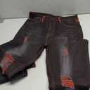 Jeans for Men Stretch Slim Fit Denim Comfort Flex Waist Colored Pants Strechy Regular Fit Tapered Leg (28, Stretch-black-crimson-1385b)