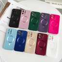 Magnetic Case for iPhone 16 Pro Phone Case for Women, Matte Luxury Soft Metallic Luster Design with Camera Lens Protector, Compatible with Magsafe Case for iPhone 16 Pro 6.3"-Black