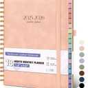 Monthly Planner 2026, 12 Months Hardcover Calendar Planner from January 2026 - December 2026, 7.4'' x 9.6'' Monthly Planner with Tabs, Spiral Daily Planner Perfect for Office School Teacher Student, Pink