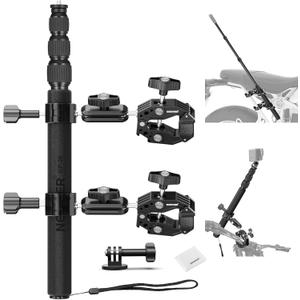 NEEWER Motorcycle Camera Mount Kit, Bicycle Handlebar Invisible Selfie Stick, 360 Ball Heads, Super Clamps & Cleaning Cloth, Compatible with GoPro Insta360 DJI AKASO Action Cam Video Recording, GP-30