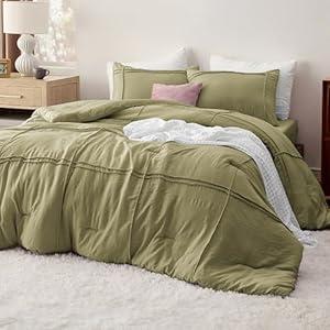 Bedsure Full Comforter Set with Sheet - 4 Pieces Soft Olive Green Bedding, Grid Pinch Pleat, All Season Lightweight Fluffy Bed Set with Solid Boho Comforter, Pillowcases & Sheet Bedsure Full Comforter Set with Sheet - 4 Pieces Soft Olive Green Bedding, Grid Pinch Pleat, All Season Lightweight Fluffy Bed Set with Solid Boho Comforter, Pillowcases & Sheet