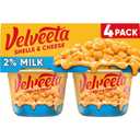 Velveeta Shells & Cheese Microwaveable Shell Pasta with 2% Milk Cheese, 4 ct Pack, 2.19 oz Cups (EXP 03/23/26)