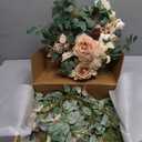 Ling's moment 2PCS Beige Artificial Flower Garland Wedding Arch Flowers Ivory Floral Swags Table Centerpieces Greenery Arrangements for Sweetheart Table Easel Wall Entryway Board Backdrop