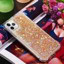 Compatible with iPhone 11 Pro Max Case, Bling Glitter Liquid Clear Case Floating Quicksand Shockproof Protective Sparkle Silicone Soft TPU Case for iPhone 11 Pro Max. YBL Love Gold