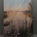 Lake Canvas Wall Art Picture: Sunset Landscape Painting Print Artwork Vertical Nature Scenery Decor for Living Room Bedroom (36"L x 24"W)